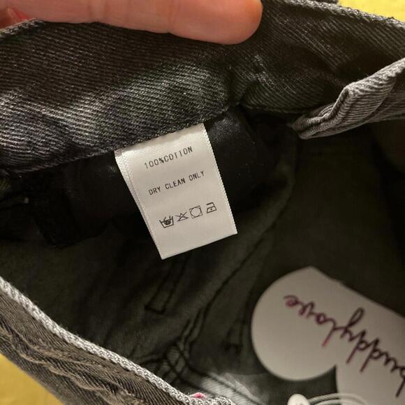 Black Distressed Denim Cut Off Short Embellished W/Stars Patriotic NWT 24 - Picture 5 of 6